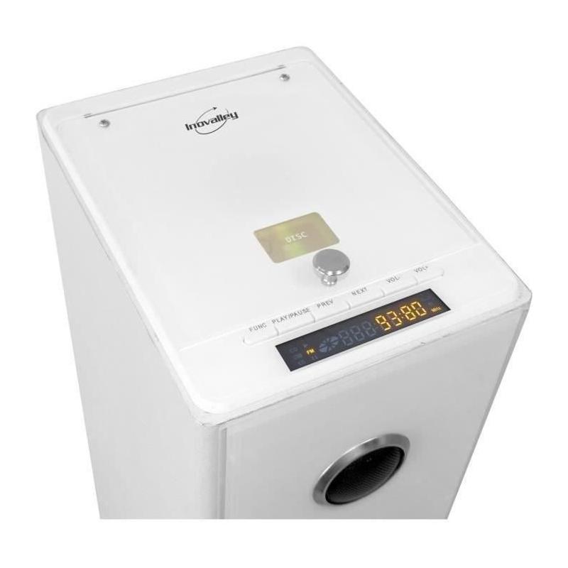 Tour de son Bluetooth INOVALLEY HP33-CD - Lecteur CD 100W - Blanc
