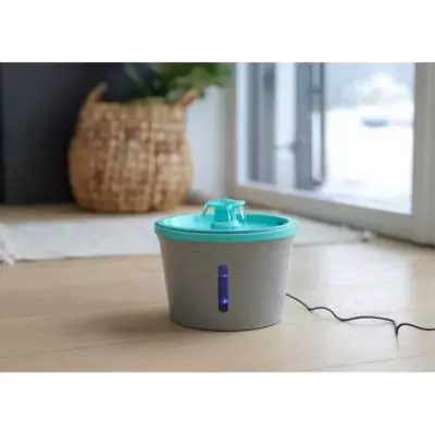 Fontaine à eau KERBL - 1,6 l - Gris/bleu - Pratique et design