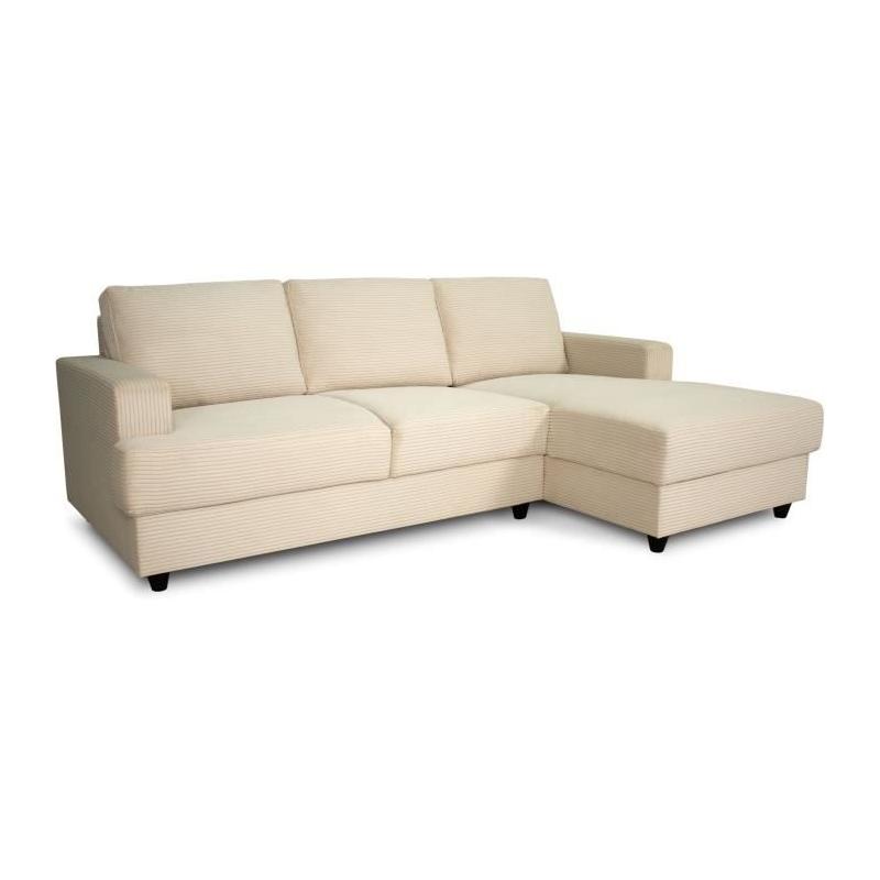 Canapé d'angle droit 4 places - PAUL en cord - Tissu Beige
