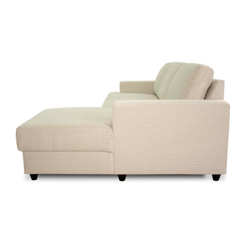 Canapé d'angle droit 4 places - PAUL en cord - Tissu Beige