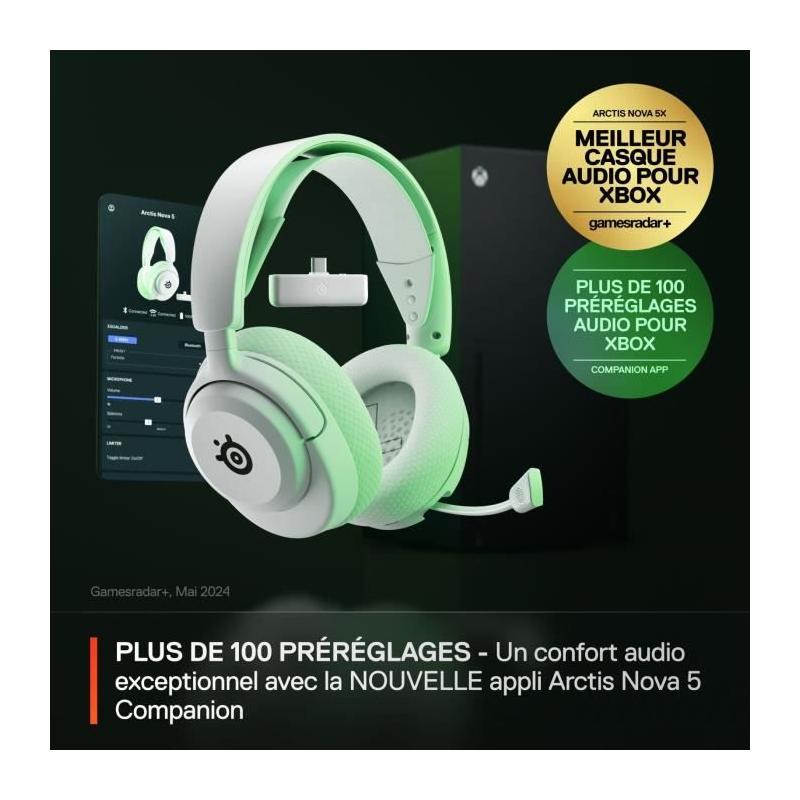 Casque Gaming Sans fil SteelSeries Arctis Nova 5X Blanc - Compact et Performant