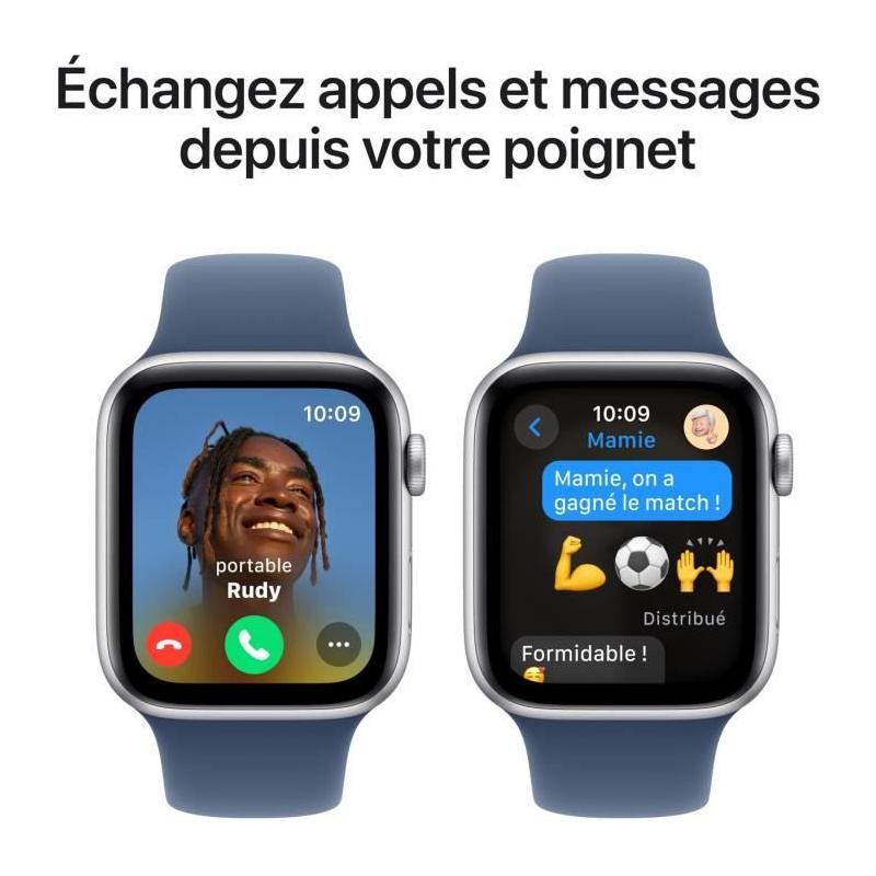 Montre Apple Watch SE GPS 44mm Silver Aluminium Denim Sport Band