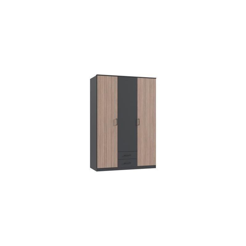 Armoire chambre AGIA Graphite 3 portes - 2 tiroirs 