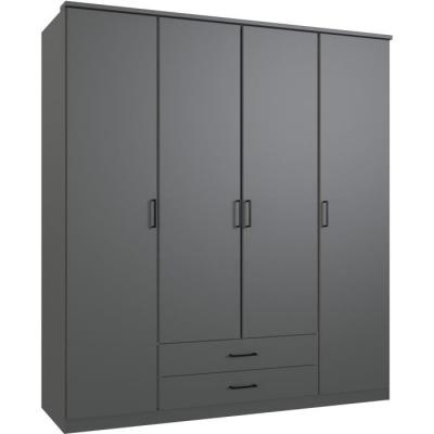 Armoire de chambre ARTA Graphite 4 portes battantes - Spacieux et élégant