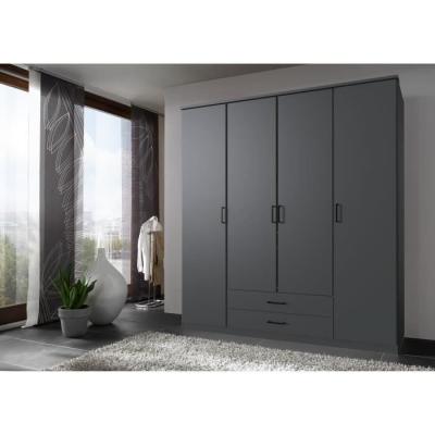 Armoire de chambre ARTA Graphite 4 portes battantes - Spacieux et élégant