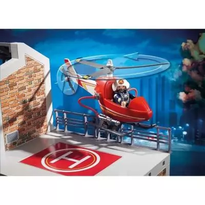 Caserne de pompiers PLAYMOBIL avec hélicoptère - Univers Miniature