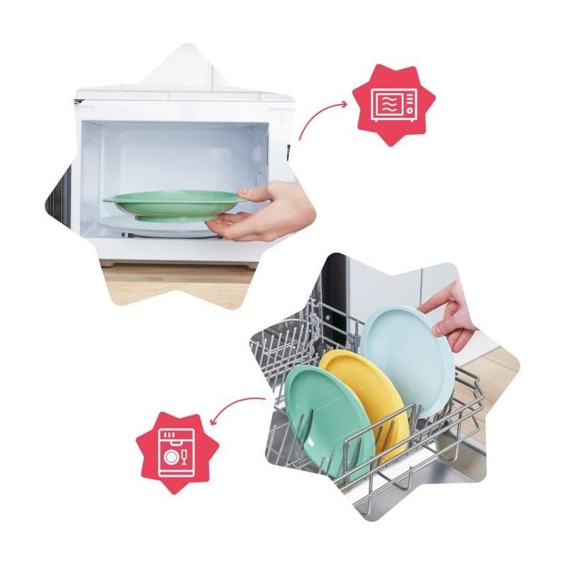 Lot de 3 assiettes bébé incassables et antidérapantes, parfaites pour le micro-ondes