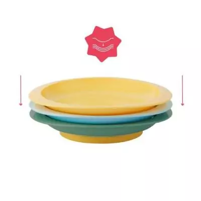 Lot de 3 assiettes bébé incassables et antidérapantes, parfaites pour le micro-ondes