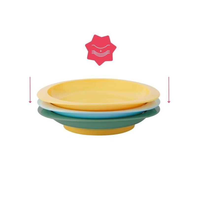 Lot de 3 assiettes bébé incassables et antidérapantes, parfaites pour le micro-ondes