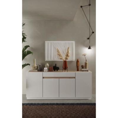 Buffet FIRENZE - Design Laqué Blanc/Chêne Cadiz - 4 portes 1 tiroir