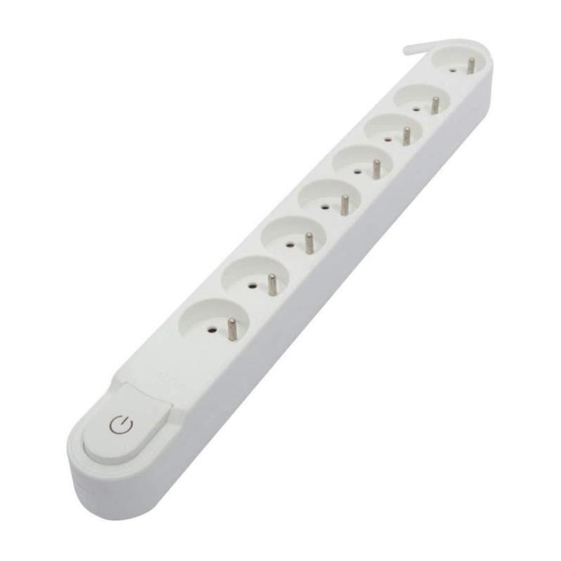 Bloc multiprise CHACON 8 prises 16A avec interrupteur - 3m câble blanc