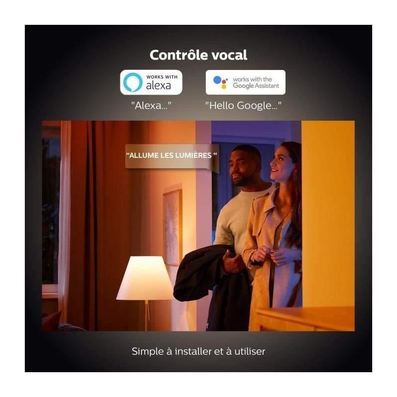 Pack de 2 ampoules LED connectées Philips Hue White Ambiance E27 - 75W, 1100 lm