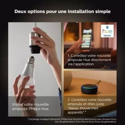 Pack de 2 ampoules LED connectées Philips Hue White Ambiance E27 - 75W, 1100 lm