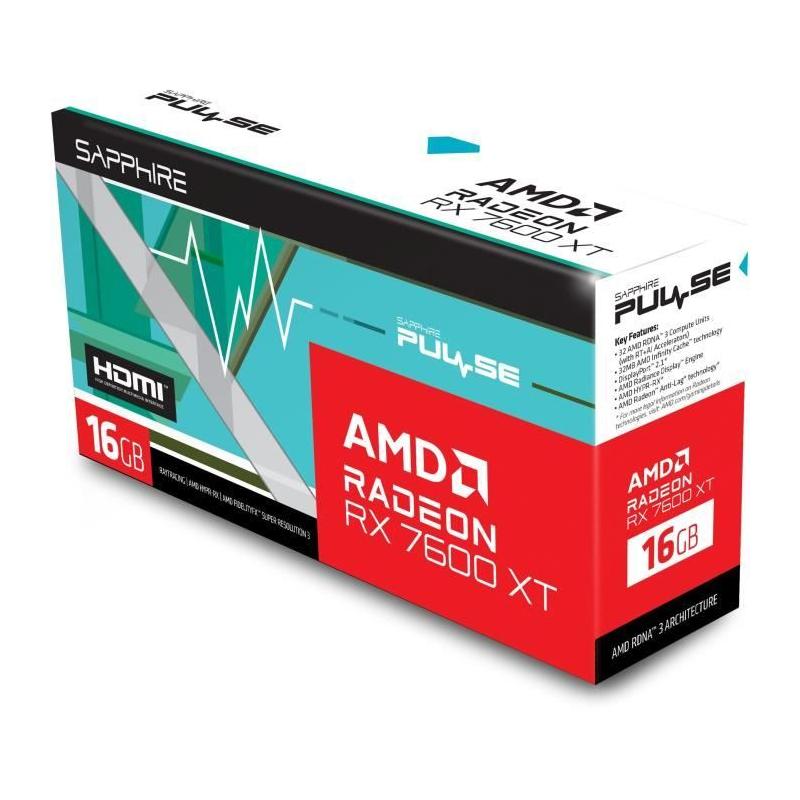 Carte graphique SAPPHIRE PULSE AMD RADEON™ RX 7600 XT GAMING OC 16GB - Haute performance!