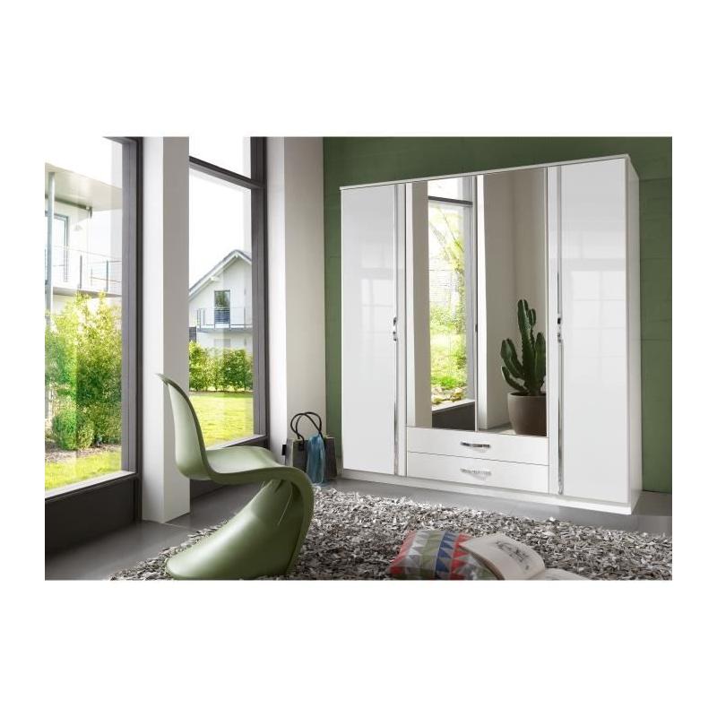 Armoire 4 portes blanc - L 180 x P 56 x H 199 cm