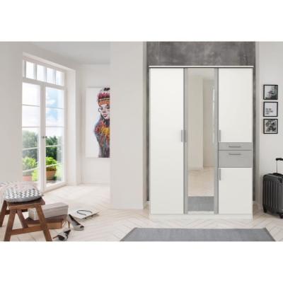 Armoire de chambre design - VOLOS - Blanc / Béton gris clair