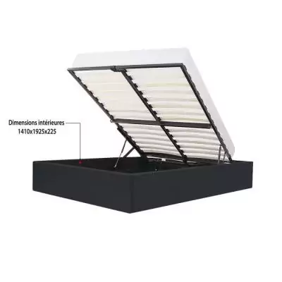 Lit coffre adulte ECLIPSE 140x190 cm - Simili Noir | Bois certifié FSC - Responsable & Pratique Lit coffre adulte ECLIPSE 140x190 cm - Simili Noir | Bois certifié FSC - Responsable & Pratique