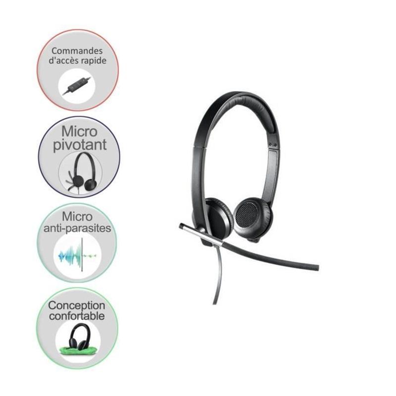 Casque filaire Logitech H650E - Micro stéréo gris