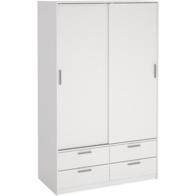 Armoire de chambre ONTARIO Blanc mat 2 portes 4 tiroirs