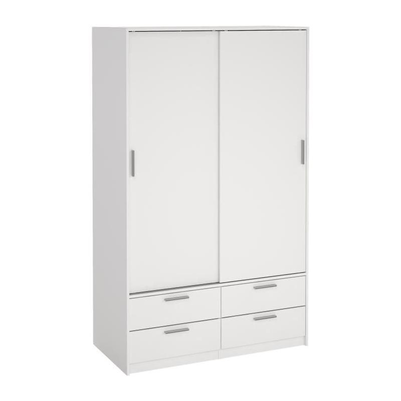 Armoire de chambre ONTARIO Blanc mat 2 portes 4 tiroirs