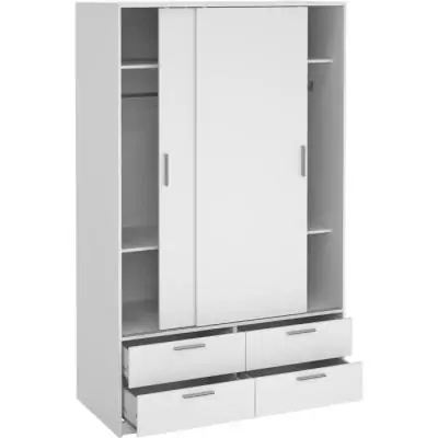 Armoire de chambre ONTARIO Blanc mat 2 portes 4 tiroirs