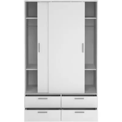 Armoire de chambre ONTARIO Blanc mat 2 portes 4 tiroirs