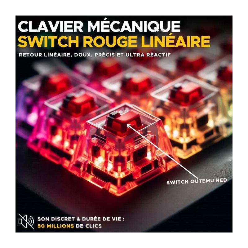 Clavier Gamer Triple Mode - The G-Lab KEYZ TITAN - Sans Fil - RGB