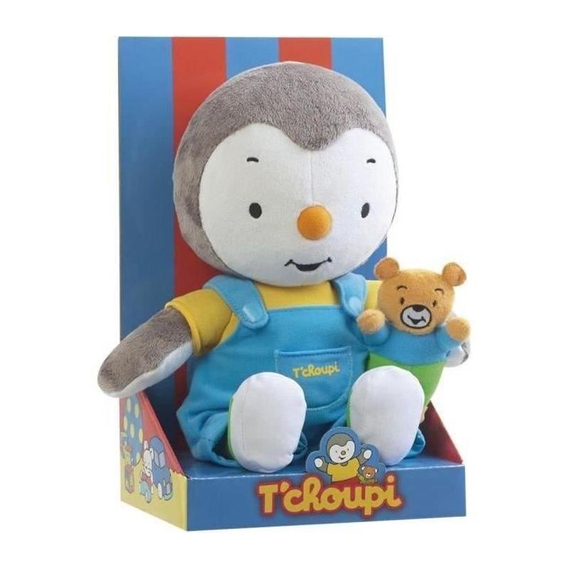 Peluche Tchoupi 30 cm avec ourson - Douceur en peluche