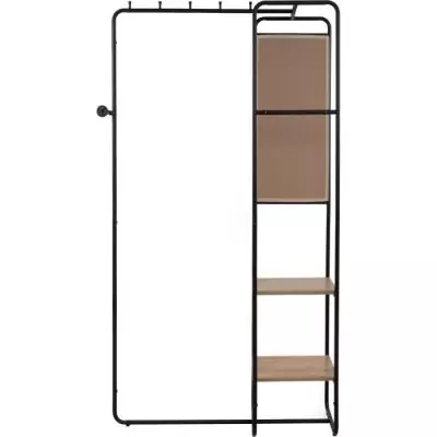 Meuble d'entrée LUTON - Design Métallique - Noir/Chêne - 100x185x37cm