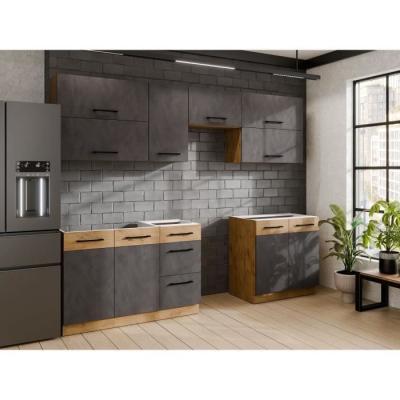 Cuisine complète ROCK 7 éléments - Décor chêne lancelot et gris matera