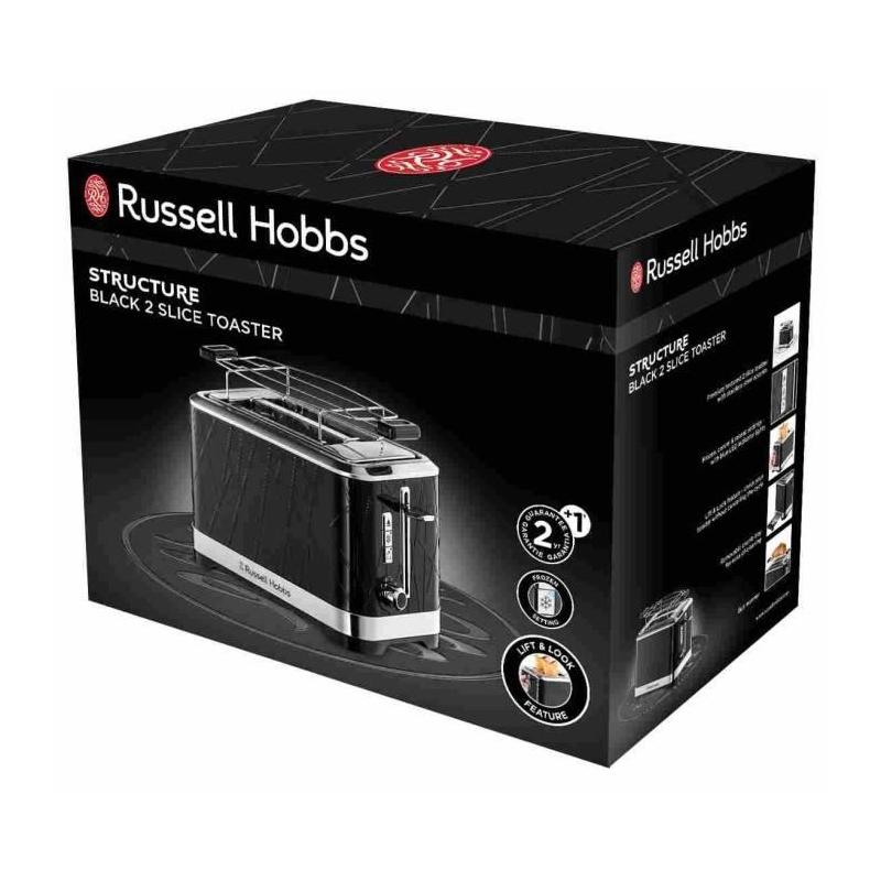 Grille-Pain Russell Hobbs Structure Noir 1500W - Fentes Extra larges