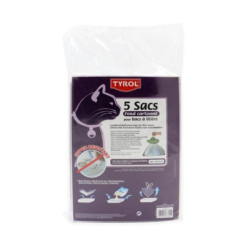 Sac pour bac à litière - TYROL - Lot de 5 - Résistant aux griffes - 44 x 30 cm