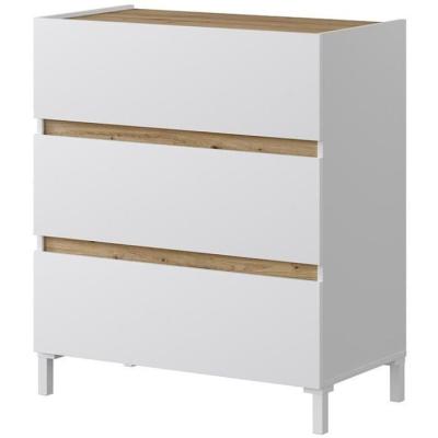Commode TEMPUS 3 tiroirs - Chêne nodi et blanc - L79 x P41 x H90 cm