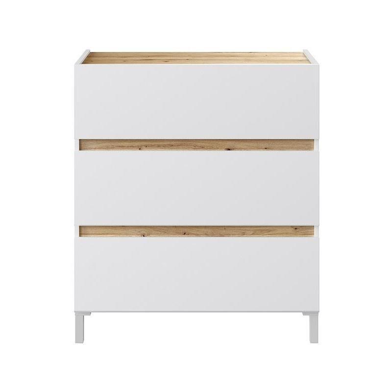 Commode TEMPUS 3 tiroirs - Chêne nodi et blanc - L79 x P41 x H90 cm