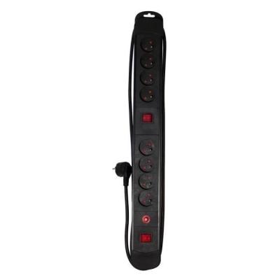 Multiprise CHACON Bloc 8 prises 16A avec 2 interrupteurs noir