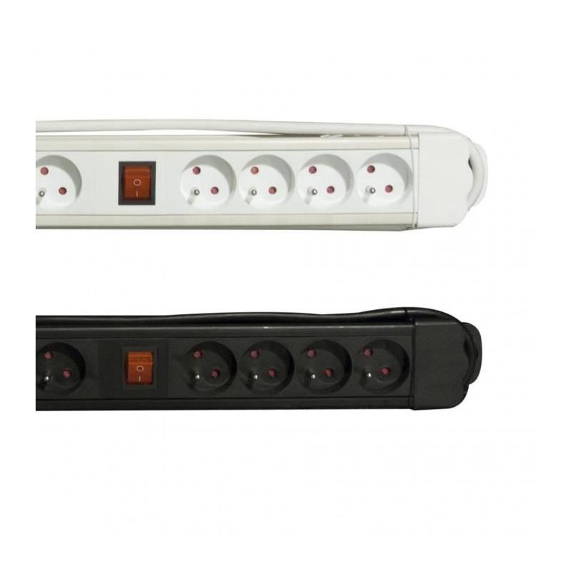 Multiprise CHACON Bloc 8 prises 16A avec 2 interrupteurs noir