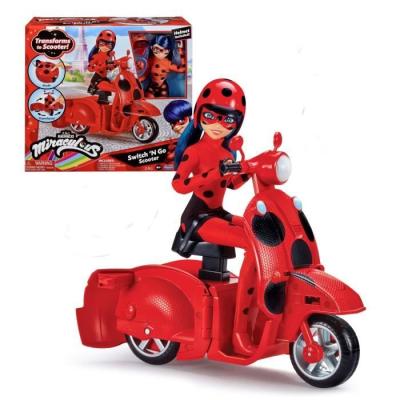 Figurine Scooter Miraculous Switch'n go + poupée articulée Ladybug Lucky Charm - BANDAI 26 cm