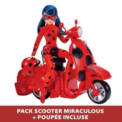 Figurine Scooter Miraculous Switch'n go + poupée articulée Ladybug Lucky Charm - BANDAI 26 cm