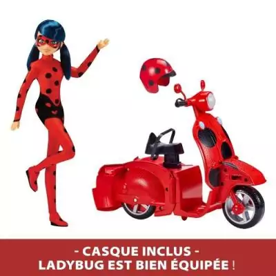 Figurine Scooter Miraculous Switch'n go + poupée articulée Ladybug Lucky Charm - BANDAI 26 cm