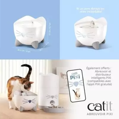 Fontaine à eau automatique pour chat - 2,5 L - Bleu - Idéale pour l'hydratation de votre félin!