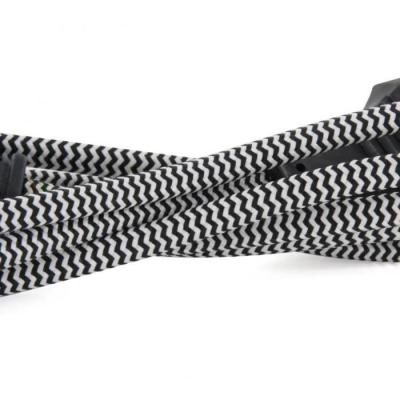 Extension textile noire/blanc 6A - 1,5m-Fiche noire