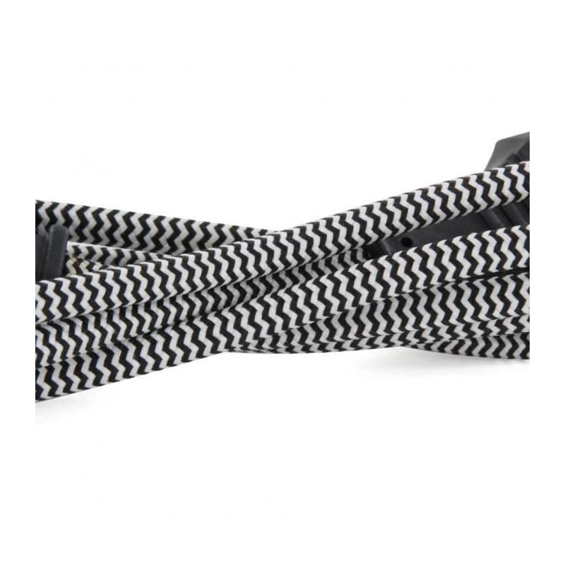 Extension textile noire/blanc 6A - 1,5m-Fiche noire