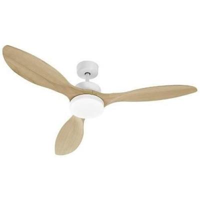 Ventilateur de plafond OKLAHOMA Blanc & Bois - Ø137cm 100W + LED