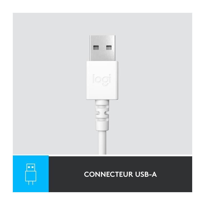 Casque Filaire Logitech H390 Blanc - Stéréo, Microphone Antibruit