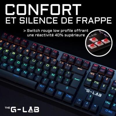 Clavier Gamer Ultra Low Profile - KEYZ PLATINIUM Mécanique (Switch Rouge)