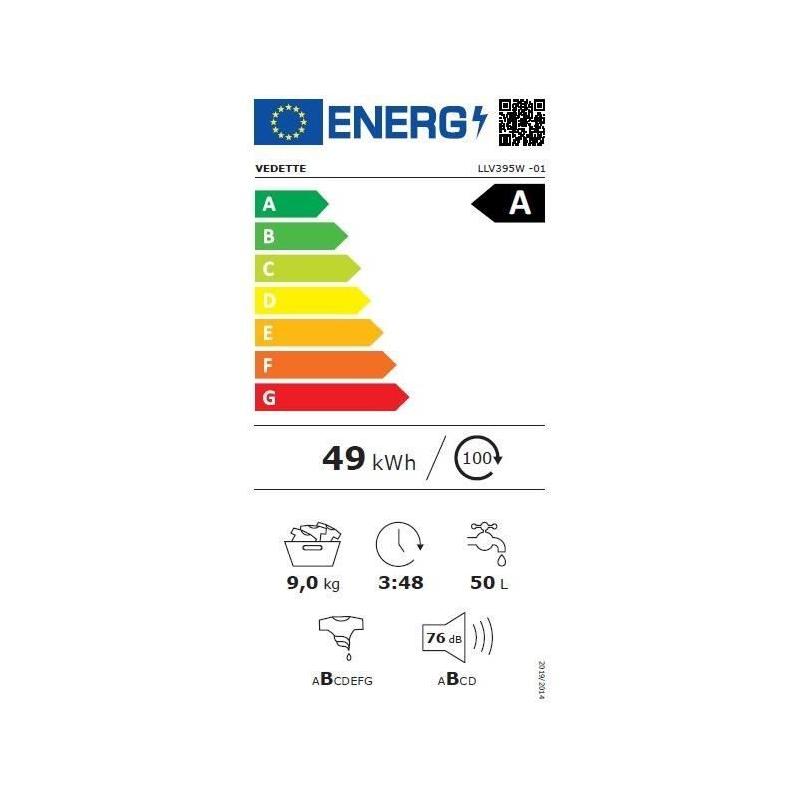 Lave-linge hublot VEDETTE LLV395W: Performant et responsable