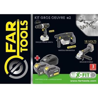 PACK X-FIT « GROS OEUVRE » 3 machines 18V + 2 batteries 18V 3.0Ah