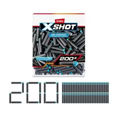 Recharge de fléchettes ZURU X-SHOT Excel Pack 200 - Technologie à poche d'air