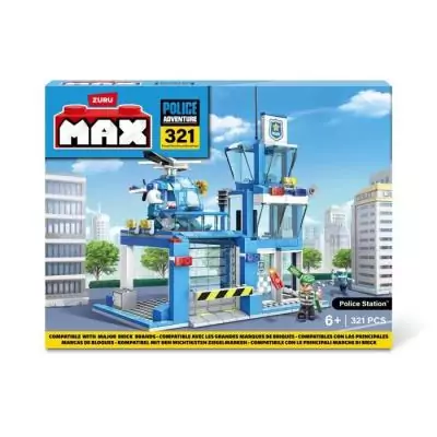 Set de construction ZURU - Poste de police avec héliport - 321 pièces