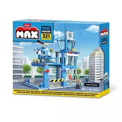 Set de construction ZURU - Poste de police avec héliport - 321 pièces